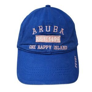 Aruba One Happy Island Est. 1499 Dushi Slideback Hat Blue OS Adjustable Cotton